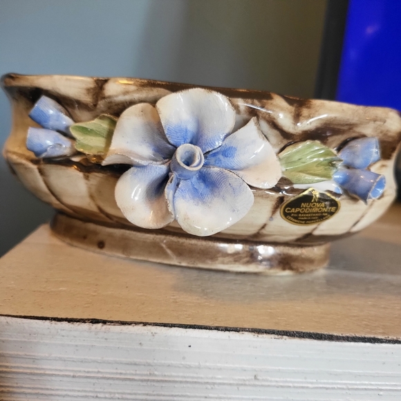 Vtg Capodimonte Italian Porcelain Floral Oval Dish - Picture 1 of 3